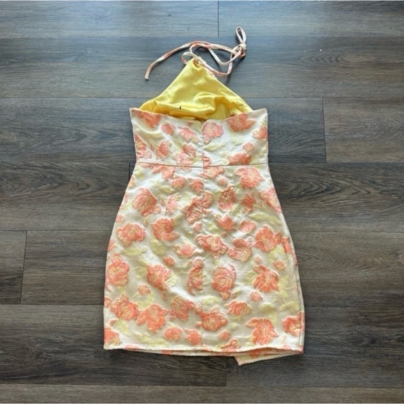 NWOT Lulus Going for Gorgeous Yellow Floral Halter Mini Dress (Size Small) - Picture 5 of 7